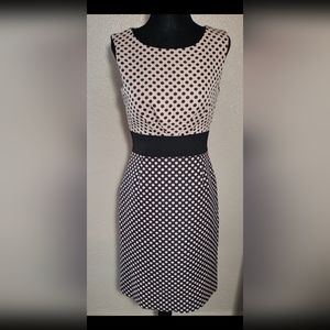 Tahari cream/black polka-dot pattern dress